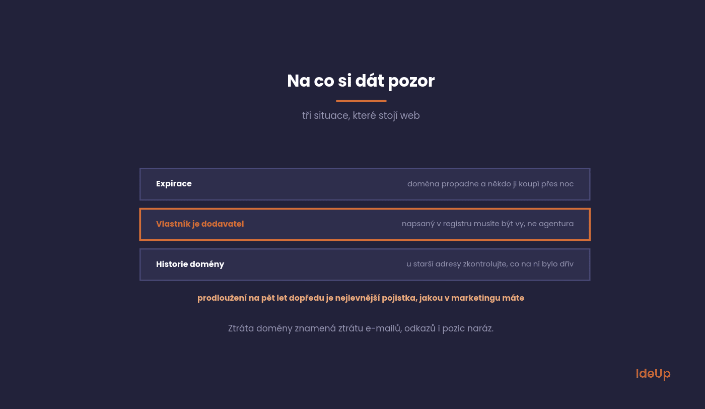 Tři rizika u domény a jak jim předejít