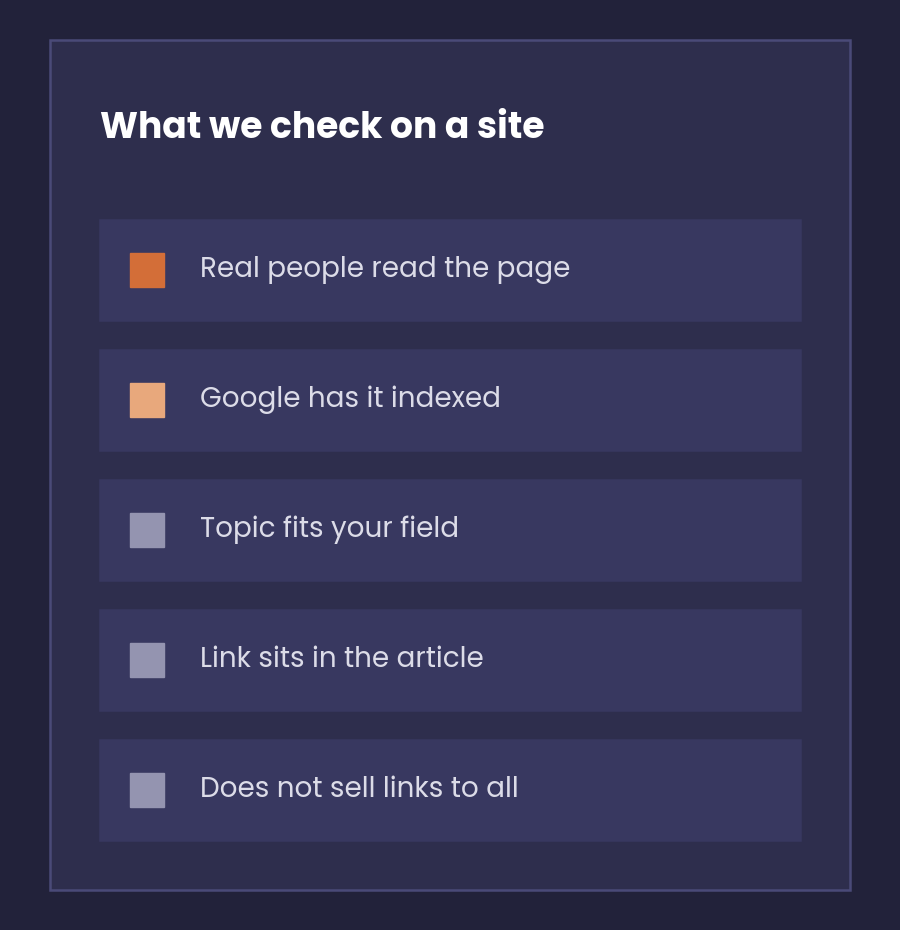 Five things we check on a website before placing a link