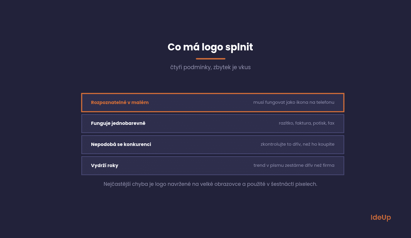 Čtyři podmínky, které má logo splňovat