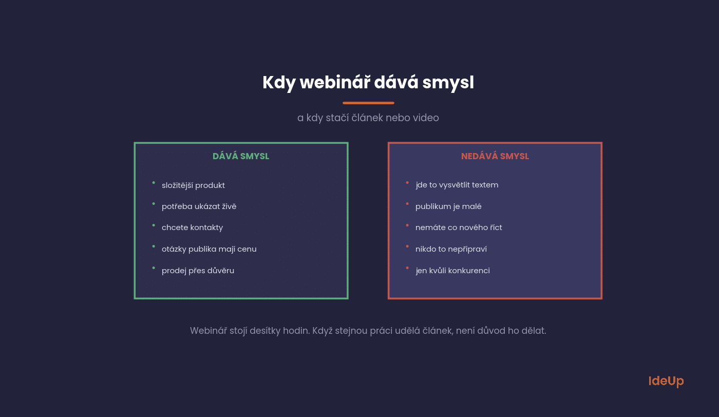 Kdy má webinář smysl a kdy ne